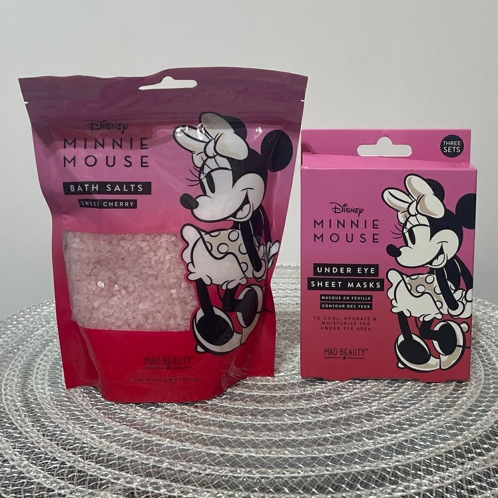 Mad Beauty Disney Minnie Mouse Bath Salts and Under Eye Masks NWT
